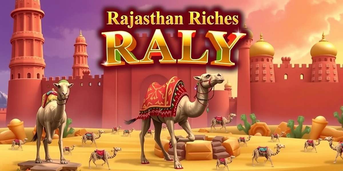 Rajasthan Riches Rally game cover featuring traditional Rajasthani fort, camel, and vibrant colors