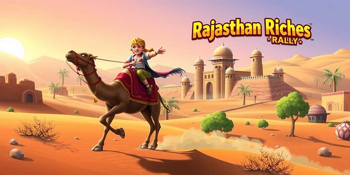 Rajasthan Riches Rally gameplay showing a player riding a decorated camel through desert landscapes with a fort in the background